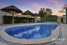  4 Danja Rise Hocking WA 6065 $800,000's WOW! Properties like this rarely come to market! This stunning 4-bedroom 2-bathroom residence ticks all the boxes & then some! Boasting a resort style below ground pool, double workshop & a huge 902sqm block, this residence is truly special. Features & benefits include: * Entrance hall * Study / home office with ceiling fan * Home theatre / formal lounge & dining * Master bedroom suite with walk in robe, reverse cycle, split system air conditioning, sliding door to a courtyard & ensuite with twin vanities with stone bench top, floor to ceiling tiling, shower with 2 shower heads & WC * Open plan family, meals & games areas with reverse cycle, split system air conditioning * Kitchen with breakfast bar, feature vaulted Velux window, pantry, double fridge / freezer recess, dishwasher & shoppers’ access from the garage * 3 further bedrooms with ceiling fans — 1 with sliding door robe * Family bathroom with bath, shower with 2 shower heads, floor to ceiling tiling & vanity with stone bench top * 2nd WC * Fitted laundry with 2 double door linen/broom closets * Wood flooring * CCTV * Crimsafe security screens on all doors & windows * Windowsills * Skirting boards * Large, undercover entertainment area with ceiling fans & lighting * Downlights under the eaves * Generous grass area for the kids & pets * Sparkling below ground pool with thatched umbrellas with lighting * Established, landscaped gardens * Garden lighting * Rainwater tank * Large, powered workshop with 3 phase power, side access through 2 roller doors, electric hand drier, rear access from the back garden & plenty of secure parking & space for cars, trailer, boat etc * Sink with hot & cold water for descaling fish / cleaning up * Double, remote garage * Huge 902sqm block * Within walking distance of Hocking Primary School, transport, Wyatt Grove Shopping Mall & St Elizabeths Catholic Primary School & close to parks & all other local amenities For further information & to arrange your viewing of this once in a lifetime property, contact Team Demo today! 