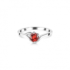 Add a touch of rich sophistication with this dainty  garnet ring  . The deep, velvety red of the garnet gemstone exudes a timeless elegance, making it the perfect accent for any occasion. Set delicately on a dainty band, this ring harmonizes classic beauty with contemporary allure. Embrace the passionate allure with this captivating dainty garnet ring that speaks volumes with its understated elegance.