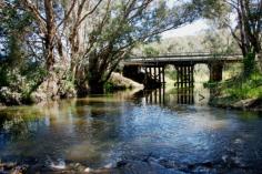 330 Balingup-Nannup Rd Balingup WA 6253      BRING YOUR OWN BOAT! (And fishing rod!) Imagine living on almost 150 acres, with stunning scenery, in a house overlooking the Balingup Brook and having a separate self-contained guest cabin as well! Located on the picturesque Balingup -Nannup tourist drive, the house has been built to take advantage of the wonderful views of the brook. Just settle on the verandahs with a good wine or coffee and enjoy the antics of the incredible birdlife... .nature's free concert ! In winter time (from the cosy comfort of the living area), watch the mists rise from the brook as a new day unfolds. Encircled by trees and panoramic rolling hills, the house and property takes full advantage of its rural surrounds. The countryside is almost reminiscent of a Constable painting, and the everchanging tapestry of the seasons adds to its country appeal. The main house is a very comfortable 2 bedroom home, overlooking Balingup Brook. Visions of 'Wind in the Willows' comes to mind, and the song "Just messing around on the river" describes the ambience perfectly! What better way to spend the afternoon. (See our photo of the little boat on the brook..it may not look very seaworthy, but certainly looks like a lot of fun!) The living area has raked ceilings with exposed beams. It has a lovely welcoming slow combustion stove (for those wonderful winter misty mornings), as well as a reverse-cycle air-conditioner. The guest house is a very spacious open plan design, almost reminiscent of an English bed-sit, and also has a lovely country feel. For those wishing to enjoy self-sufficiency, and wanting to grow their own fruit and vegetables, this property already has a good variety of established and productive fruit trees. Enjoy nature's bounty;- enjoy the taste of pure rainwater, run a few cattle on the property, or maybe catch a marron or perch for tea! (Even if you don't catch any fish, you'll have a good time trying!) At the end of the day, sit back on the verandahs with a good wine, listen to the evening chorus of frogs and birds, and be at one with nature. It doesn't get much better than this! For more information, please call either John or Sue on 97641089