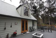  17 Bates Rd Blackwood VIC 3458 $295,000 
 An easy walk into the centre of Blackwood for a coffee or meal this 
lovely 2 storey cottage is set on a large elevated block (1543m2 
approx.) with a wonderful out look into the treetops. On the lower 
level there is the kitchen, dining area, a bedroom, combined 
bathroom/laundry, toilet and a lounge area with a modern gas/log fire 
and French doors opening onto a large elevated deck for you to relax, 
enjoy the native birds and tranquillity or to enjoy outside dining. The
 top level has a large bedroom, en-suite with a spa bath and a lovely 
sitting area to read or simply enjoy the wonderful view. An inspection is the only way for you to appreciate what this interesting cottage and beautiful Blackwood has to offer. 