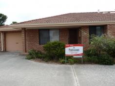  29 12-14 Hicks Street Esperance WA 6450 Enjoy Retirement Neat and tidy two bedroom one bathroom unit located in Kooringa Retirement Village across the road from the hospital and minutes from town. Single lock up garage, great size patio area, rainwater tank and side access to the paved rear yard. This unit has ample storage space and is located on the Western boundary of the complex. General Features Property Type: Retirement Living Bedrooms: 2 Bathrooms: 1 Land Size: 177 m² (approx) Indoor Features Toilets: 1 Outdoor Features Garage Spaces: 1 Other Features Close to Shops,Garden,Secure Parking $265,000 