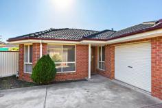  Unit 2/24-26 Chatsworth Avenue Ardeer VIC 3022 $480,000 - $520,000 Enjoying a quiet one-of-four position that’s within easy reach of amenities, these friendly surrounds bring the family appeal of this immaculate three-bedroom villa into clear focus. Clean light and a bright palette emphasise the character of well-sized semi-open living complemented by a separate dining zone and kitchen featuring generous cabinetry and breakfast bar. Inviting bedrooms sharing central bathroom offer ideal family proportions while north-facing gardens are entirely appealing today with landscaping potential that makes the future even more attractive. Full-size laundry, ducted heating throughout and secure garaging deliver complete comfort and convenience within walking distance of Kororoit Creek, schools and Ardeer Station. 