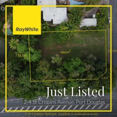  JUST LISTED! 2-4 St Crispins Avenue, Port Douglas https://raywhitesmithfield.com.au/properties/residential-for-sale/qld/port-douglas-4877/land/2512906 A rare 1666m2 parcel of land with a premium location at the top (Beachside) of St Crispins Avenue. Local shops and schools are close by, magical Four Mile Beach is just a short walk away and the delicious St Crispins Cafe and the Mirage Country club and golf course are on its door step. Multiple options are feasible to develop this large vacant block. Currently under approved planning with permits for 11 luxury apartments, or go your own way and design 2-6 luxury private villas, or even a spacious tropical dream family home. With other multi million dollar developments under way in the immediate area, now is the time to secure your site for the future. Contact Mark Flinn on 0405 646 313 to discuss this opportunity further. 