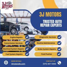  At 3J Motors, we pride ourselves on delivering top-notch auto repair services with a focus on reliability, professionalism, and customer satisfaction. Located in the heart of Chantilly, VA, our skilled technicians bring years of experience and expertise to every vehicle we service, ensuring that your car gets back on the road safely and efficiently. 